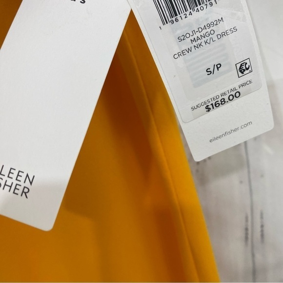 Eileen Fisher Size Small Mango Yellow Orange Crew Neck Pullover Dress Sleeveless - Picture 9 of 9